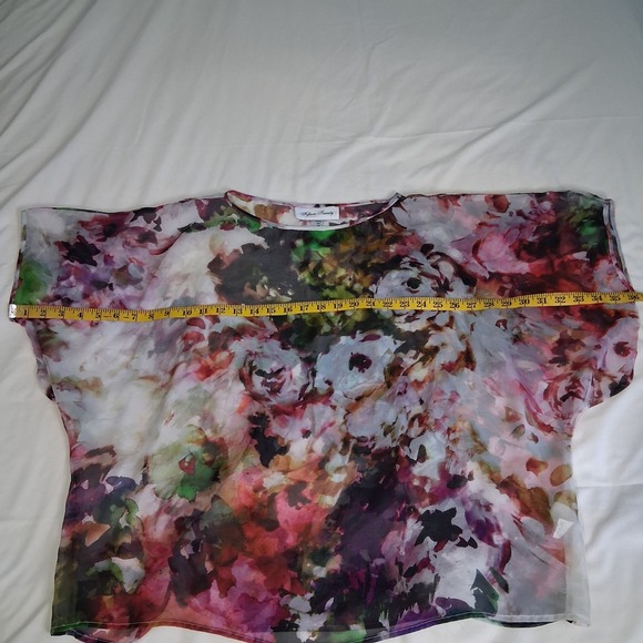 Fifteen Twenty 100% Silk Flowy Batwing Floral Blouse Sz M - Picture 3 of 10